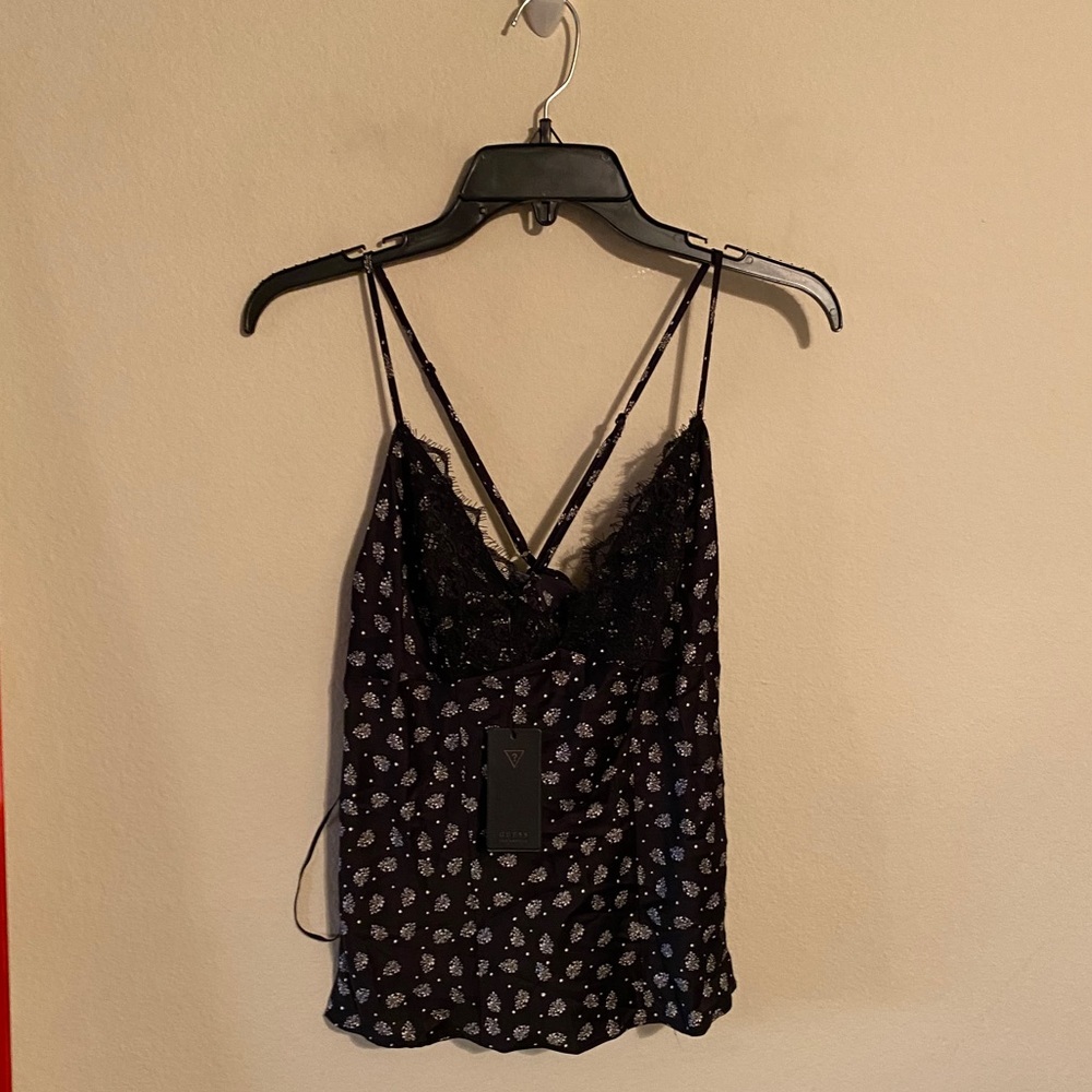 NWT Guess Grand Ditsy Lace Trim Cami
